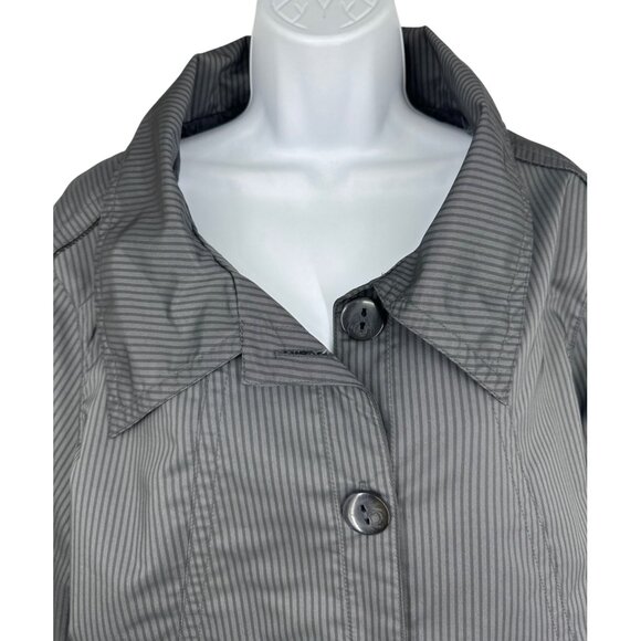 Christopher & Banks Button-Up Striped Long Sleeve Jacket Womens Size M - Picture 2 of 10